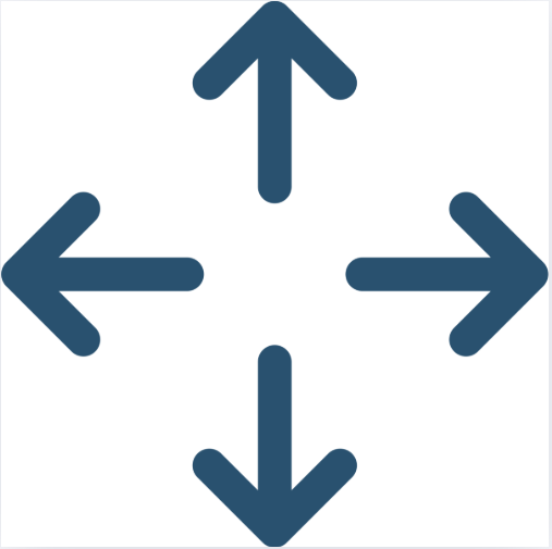 Right size your security and IT. Four arrow icon pointing in 4 directions.