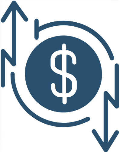 Pricing structure icon showing a dollar sign and up and down arrows