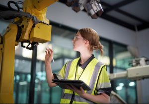 manufacturing company checking inventory ahead of a financial planning meeting.